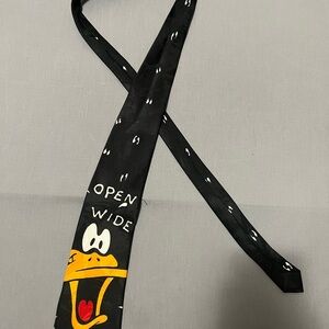 Vintage Daffy Duck Neck Tie Looney‎ Tunes Mania Black Novelty Cartoon 1993
